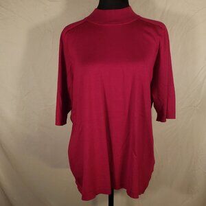 Women's Jones New York Collection Pink Short Sleeve Mock Turtleneck Sweater - 1X